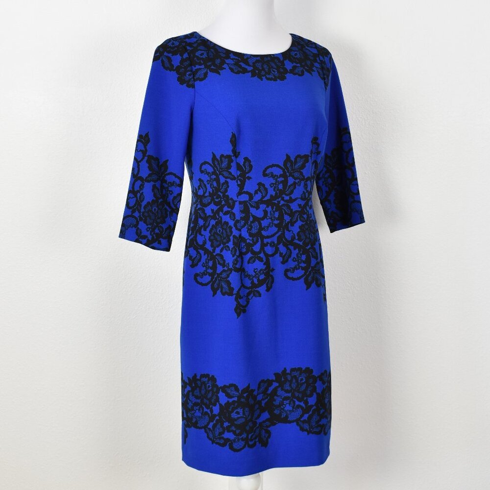 Adrianna Papell Scroll Lace Sheath Dress - 8P - Picture 6 of 8